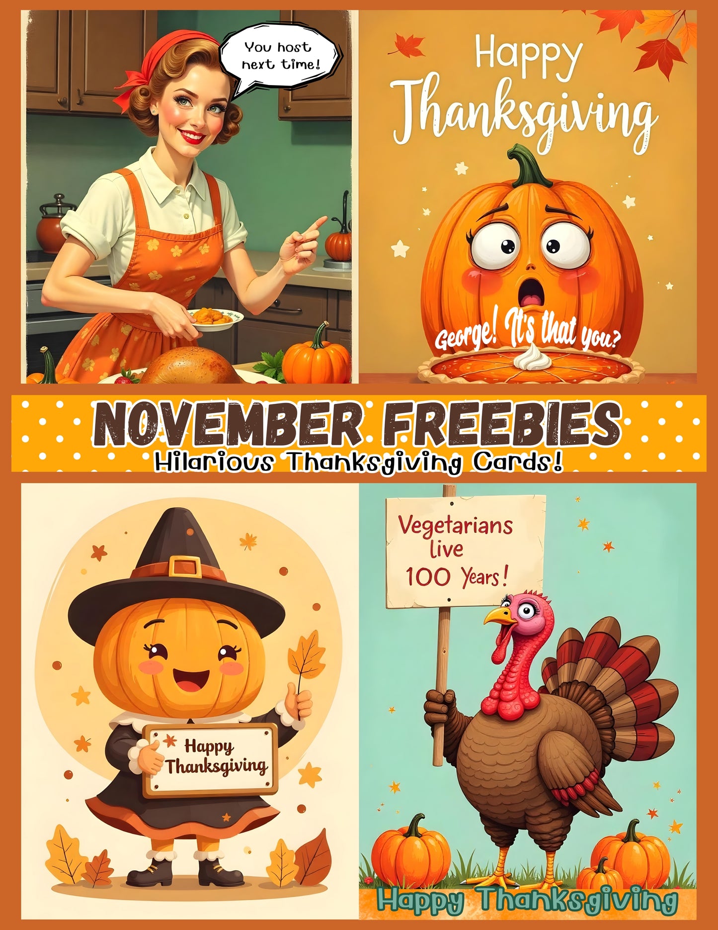 November Freebies - Hilarious Thanksgiving Cards