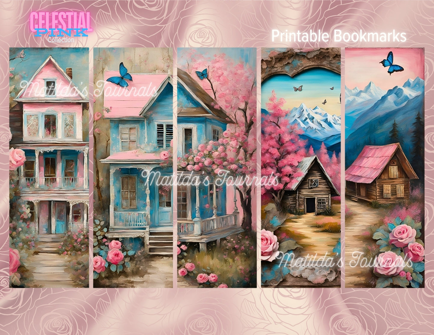 Celestial Pink Printable Bookmarks