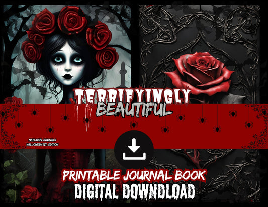 Terrifyingly Beautiful - Printable Black and Red Journal Book