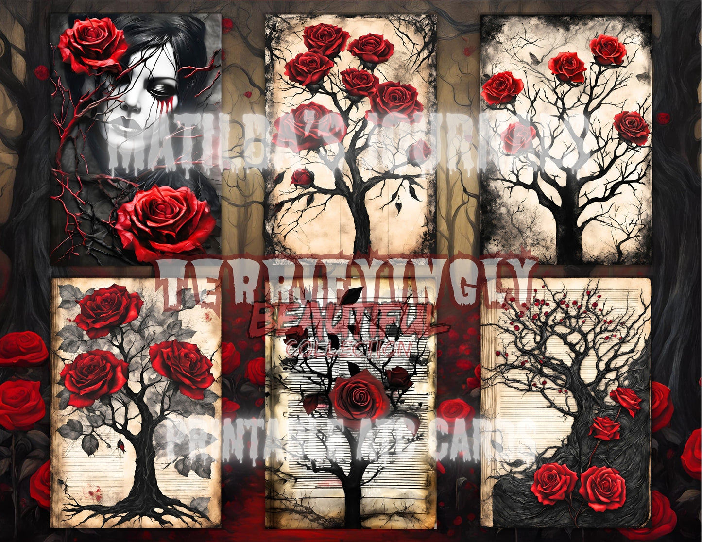 Terrifyingly Beautiful: Black&Red ATC Printable Cards