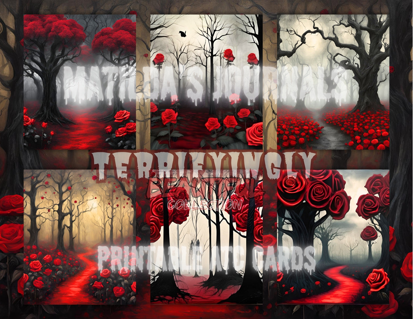 Terrifyingly Beautiful: Black&Red ATC Printable Cards