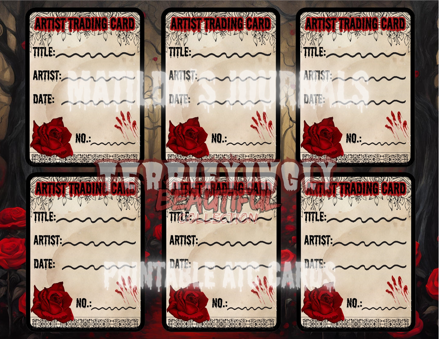 Terrifyingly Beautiful: Black&Red ATC Printable Cards