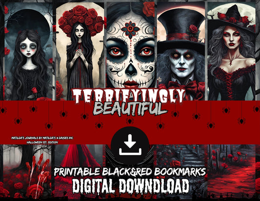 Terrifyingly Beautiful: Printable Black and Red Bookmarks