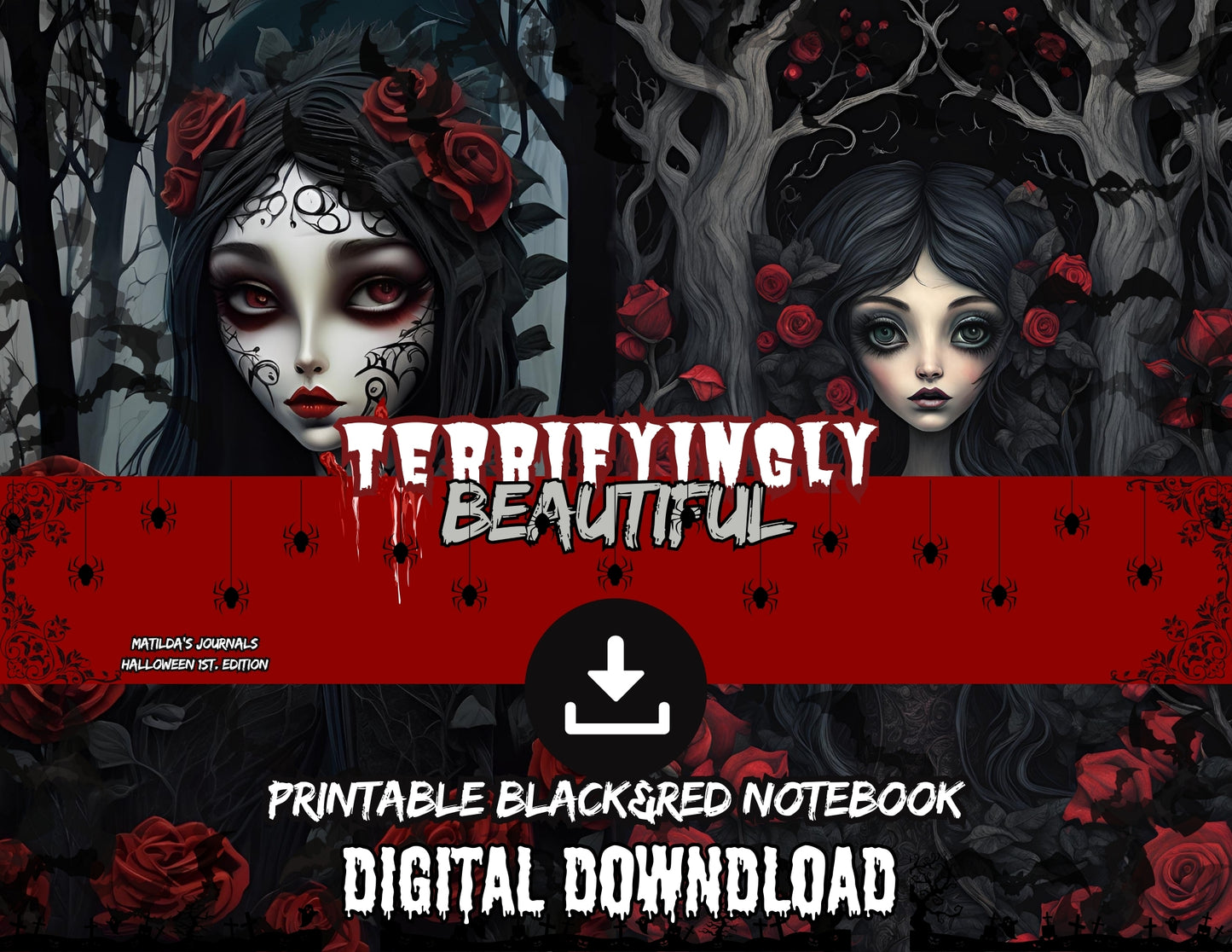 Terrifyingly Beautiful Printable Black&Red Notebook