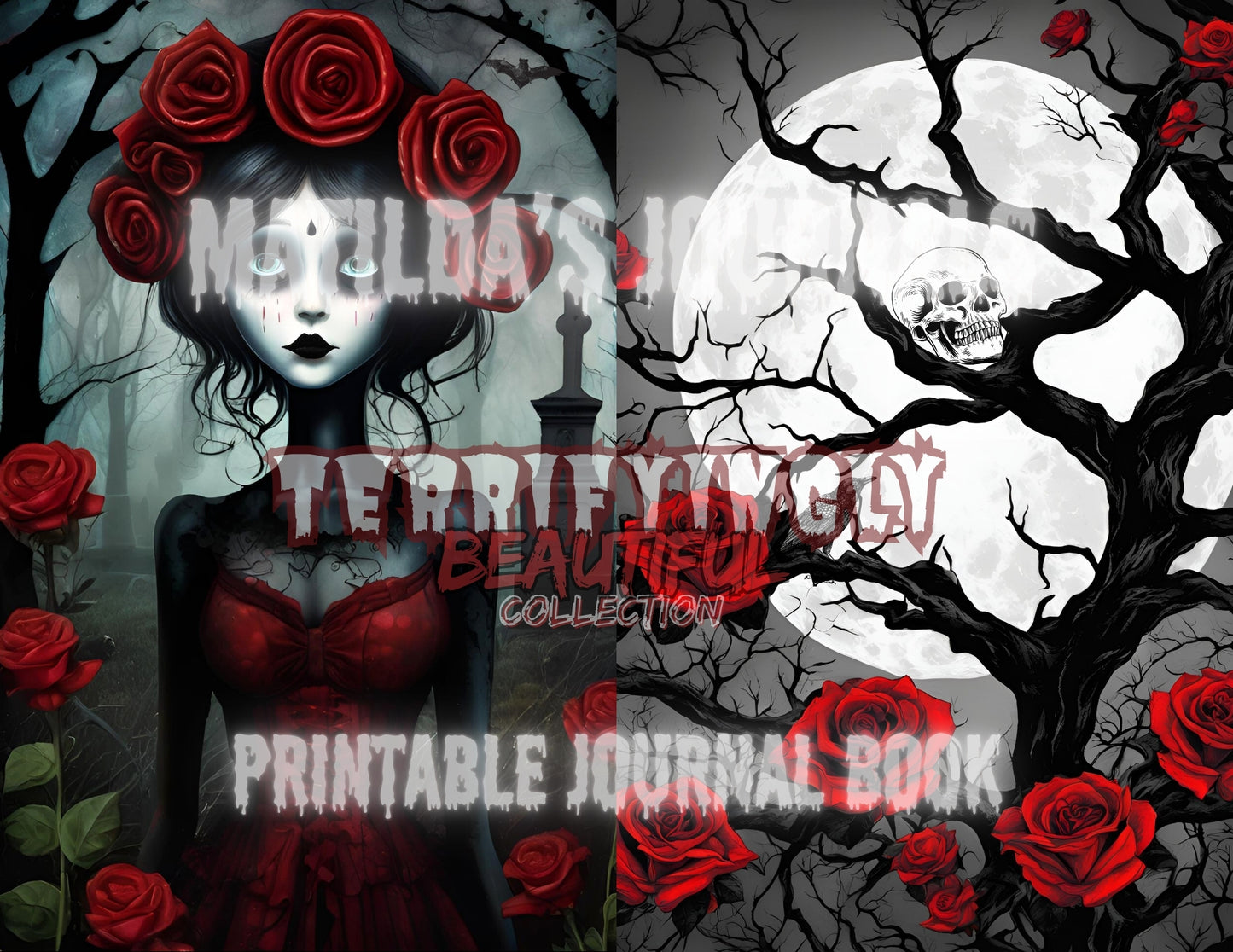 Terrifyingly Beautiful - Printable Black and Red Journal Book