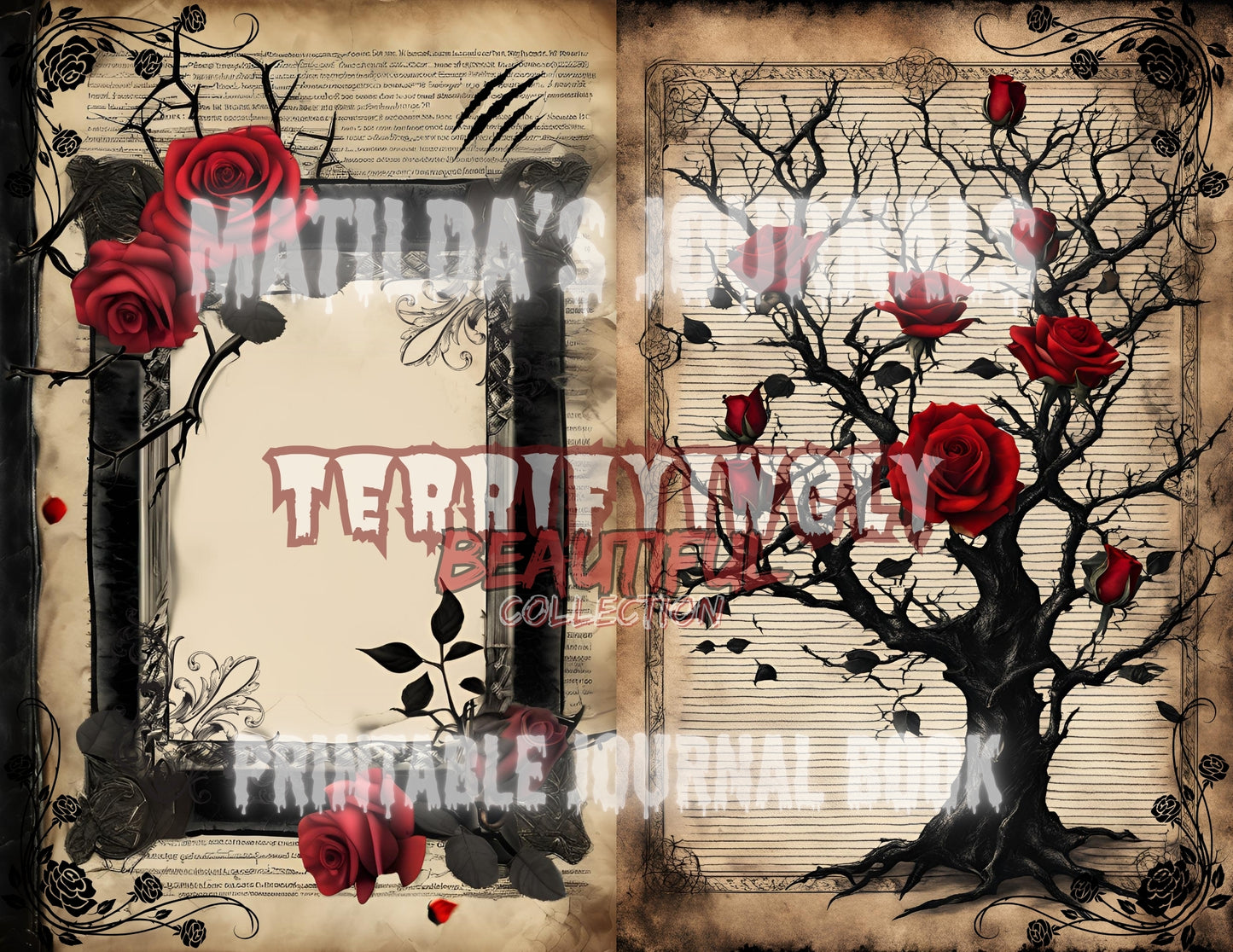 Terrifyingly Beautiful - Printable Black and Red Journal Book