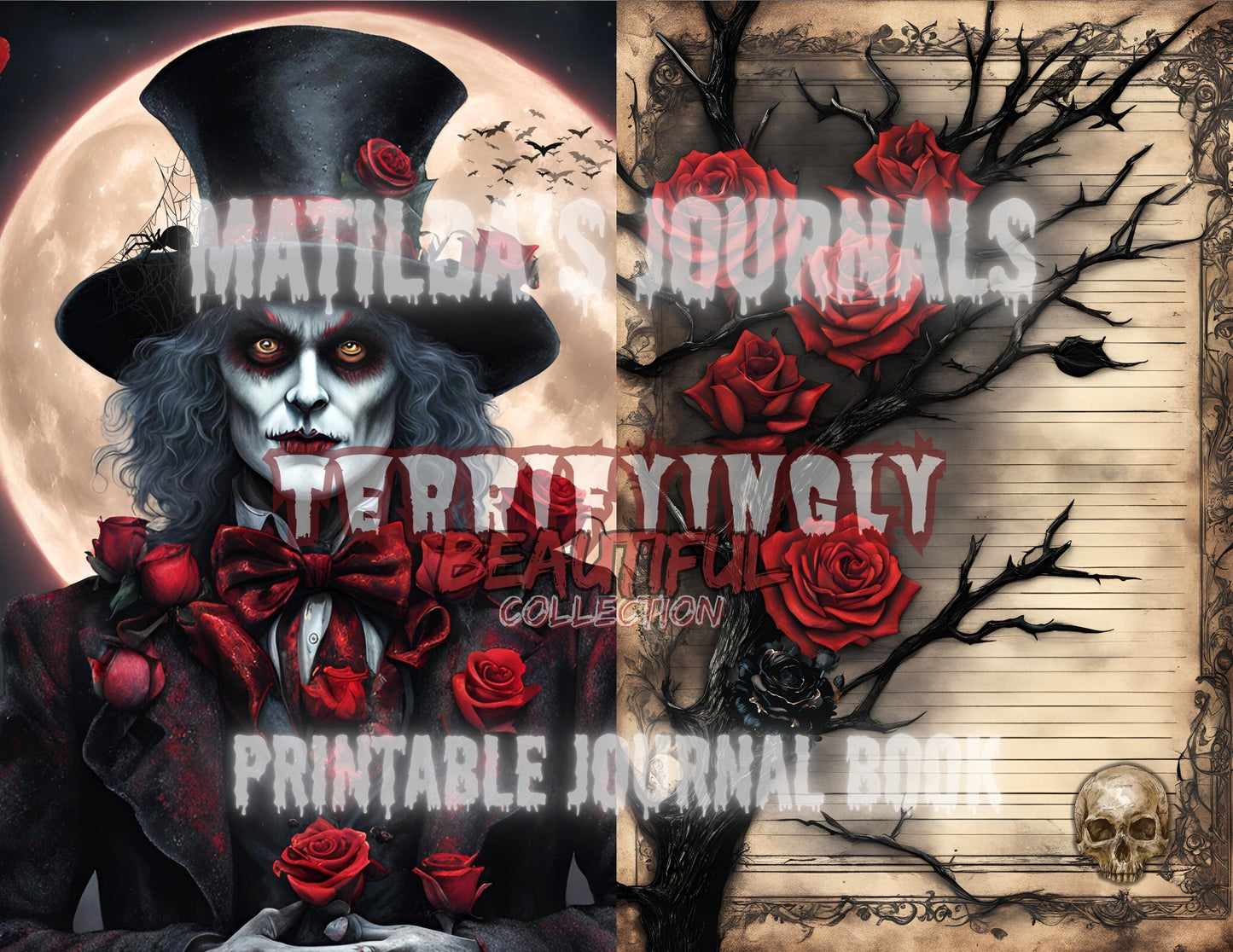 Terrifyingly Beautiful - Printable Black and Red Journal Book