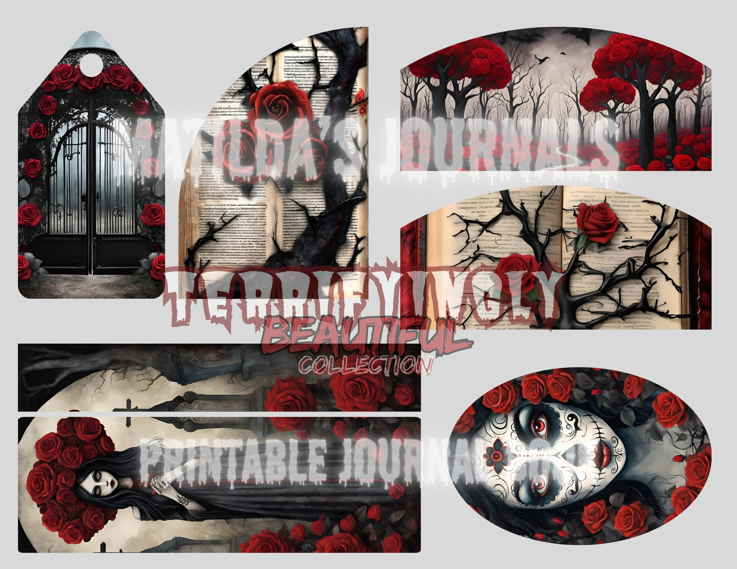 Terrifyingly Beautiful - Printable Black and Red Journal Book