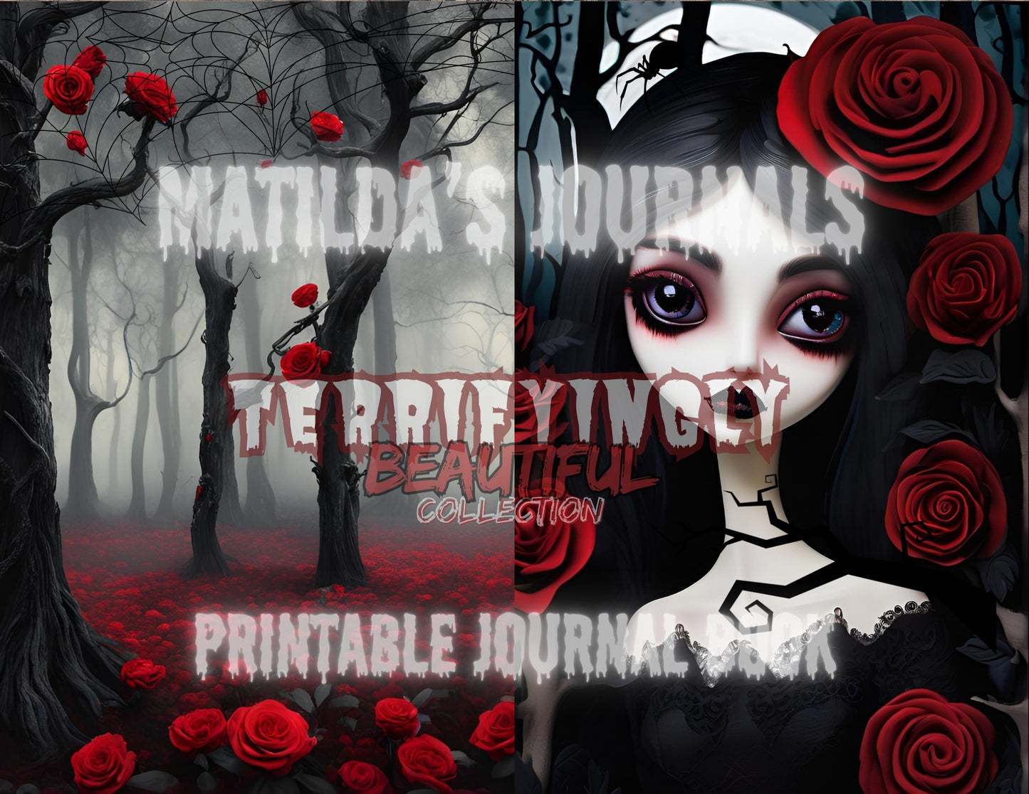 Terrifyingly Beautiful - Printable Black and Red Journal Book